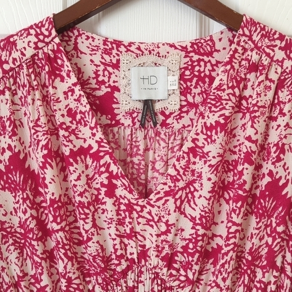 HD in Paris Anthropologie Archipelago Abstract Short Sleeve Mini Dress Pink 0 - Picture 3 of 13